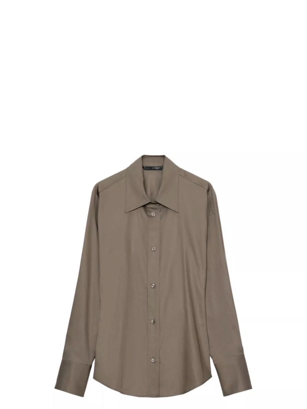 Zara Taupe Long-Sleeve Button-Front Shirt